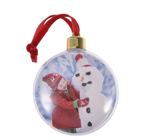 2Pcs Fotoschmuck für den Weihnachtsbaum - Weihnachtskugel zum Aufhängen mit roter Kordel Fotokugel-Ornamente für Weihnachtsbaum, Wand, Tür und Fenster, Perfekte Dekoration für die