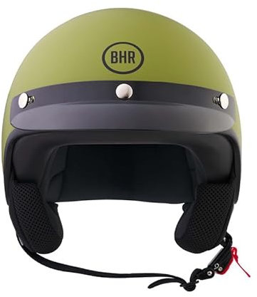 BHR Helm Demi-Jet 839 - Helm Scooter ECE 22.06 Zulassung mit Front- und Micrometrischer Auslösung - Matt Grün S