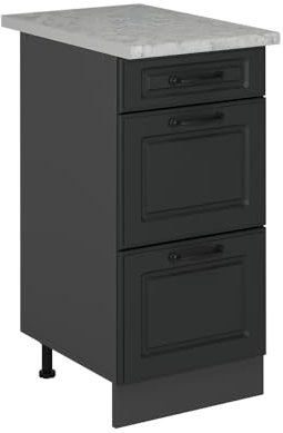 Vicco Mueble bajo de Cocina R-Line, Antracita casa de Campo, 40 cm con cajones, mármol Ap