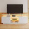 Moimhear Mobile TV con illuminazione a LED a 16 colori, 140 x 35 x 55 cm, elegante armadio per TV da 60 pollici, pannello lucido con vano in vetro (bianco)
