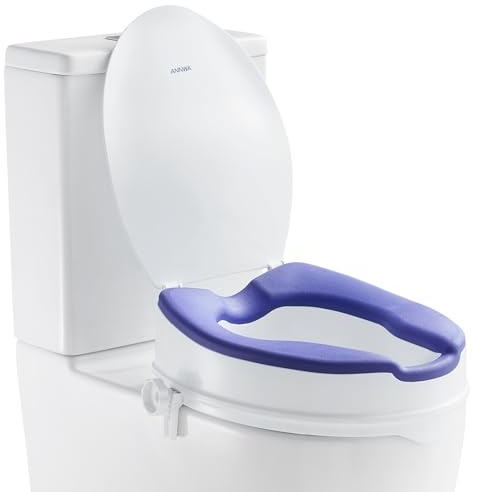 ANNWA Toilettensitzerhöhung für Erwachsene, 10cm,WC-Sitz mit Deckel, Toilette nach Operationen (N1FYT15)