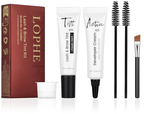 LOPHE Augenbrauen Färben, Augenbrauenfarbe Set mit Entwickler, Augenbrauen und Wimpernfarbe Dunkelbrauner, Brauenlaminierung und Tönungsset für Einen Natürlichen Langanhaltendes Ergebnis, Schwarz