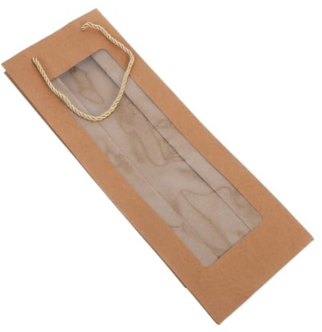 Hohopeti 10pcs Thickened Paper Wine Bottle Carrier Bags with Ergonomic Handle Single Bottle Packaging for Whiskey Beer Liquor Luxury Gift Bags for Housewarming Wedding Birthday Parties