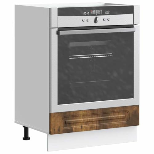 SKTQYQO Kalmar Ofenschrank Eiche Rauch aus mehrschichtigem Holz mit großem Fach und verstellbaren Füßen, stabiles und langlebiges Küchenmöbel, platzsparendes Design für Ofen