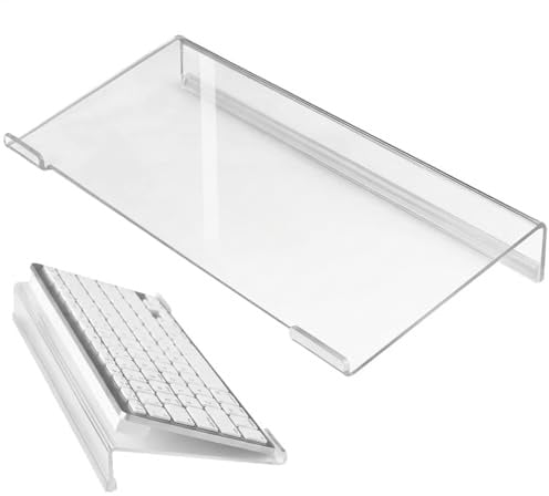 Computer Keyboard Stand - Clear Acrylic Tilted Ergonomic Riser | Non-Slip Keyboard Holder For Desk Space Saving | Promotes Comfortable Typing position For School, Office & Study Room