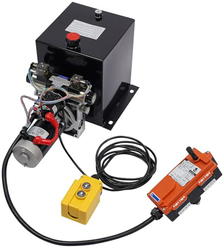 Pompe hydraulique 21 MPA - Double action - 1200 W - 12 V - Pompe électro-hydraulique avec télécommande - Cylindre hydraulique à main - Pour ascenseurs, chariots élévateurs - 8 quart