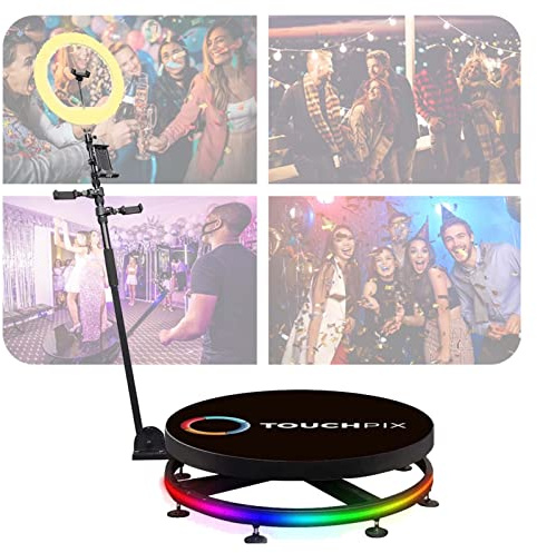 360 Photo Booth Machine with Ring Light, Automatic Spin Camera for Party and Selfie Events
