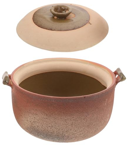 VINTORKY Cocotte en Terre Cuite avec Couvercle 2,5l pour Cuisson la Maison, Poignée Pratique et Rétention de Chaleur, pour Soupe et Bouillie