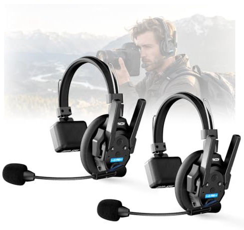 SYNCO XTALK XPRO2 Cuffia Intercom Doppia Antenna per Cinema e Team (2PCS) | 500m/1640ft, 2.4GHz Full-Duplex, AEC Cancellazione Rumore, Monitor 3.5mm, Batteria 24H, per Cantieri, Magazzini, Interviste