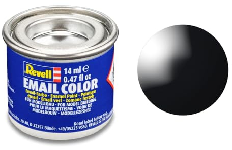 Revell - Schwarz, Glänzend RAL 9005 - 14ml Lackdose, Emaillelack, Lack, Farbe, 14ml Lackdose, Indoor, Fantasie, Manuell, TOYS_AND_GAMES, Kunstharz, Adult, Teen, 25 Gramm, 3.1 cm x 3.1 cm x 2.7 cm