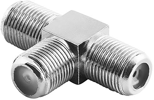 BestPlug SAT LNB T Adaptateur répartiteur, 1 x fiche F femelle, femelle vers 2 x fiche F femelle femelle, Convient pour SD HD FullHD 3D UHD 4 K, finition métallique