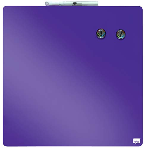 Nobo Quadratisches Magnetisches Mini-Whiteboard, Rahmenlos, Trocken Abwischbar, Leicht zu Reinigen, Wandmontage, Zuhause/Büro, 360 x 360 mm, Violett, 1903897