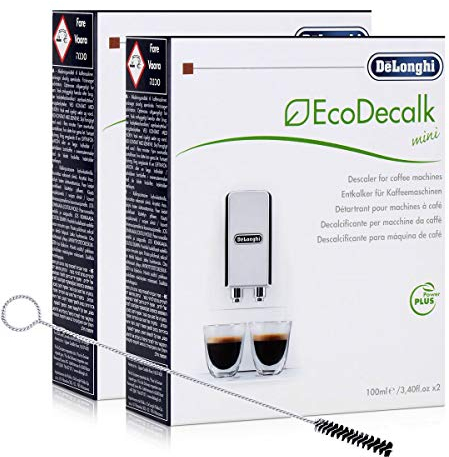 2x Entkalker Delonghi EcoDecalk Mini Power Plus mit Reinigungsbürste für Kaffeevollautomaten