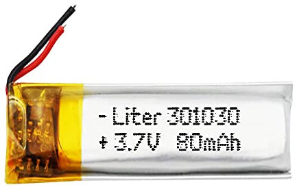 Batteria 301030 LiPo 3.7V 80mAh 0.296Wh 1S 5C Liter Energy Battery per l'elettronica Ricaricabile Telefono Portatile Smartwatch Orologio GPS - Non adatto per Radiocomando 32x10x3mm (80mAh|301030)