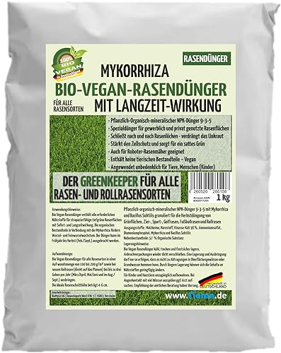 Fioran® 1KG Bio Rasendünger mit Mykorrhiza organischer Bio-Vegan Grasdünger Langzeitwirkung