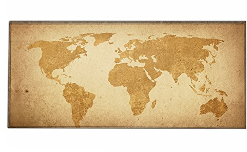 Silent Monsters Mauspad XXL 900 x 400 mm großes Mousepad Weltkarte braun - Vernähter Rand - rutschfest für Gaming Büro Office Homeoffice Tastatur - 90 x 40 cm groß Mouse Pad Mat alle Maus Arten