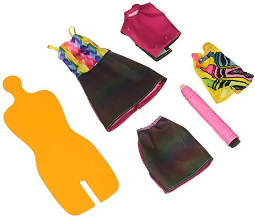Barbie FHW86 - Crayola Regenbogen Mode Set - 2 Outfits zum Selbergestalten inkl. Zauberstift
