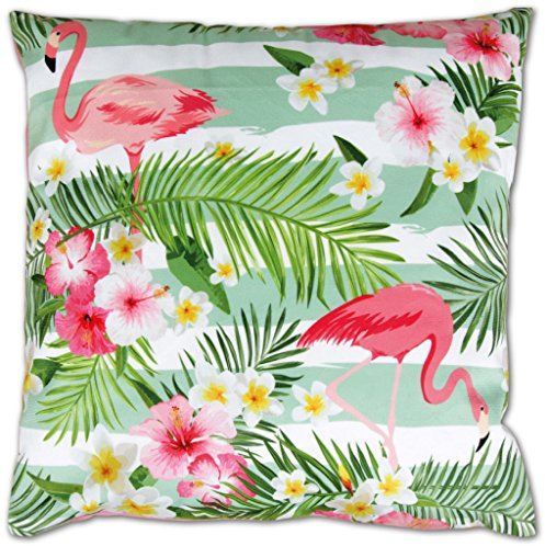 Bestlivings Dekokissen mit abnehmbaren Bezug in 40x40 cm (Flamingos)