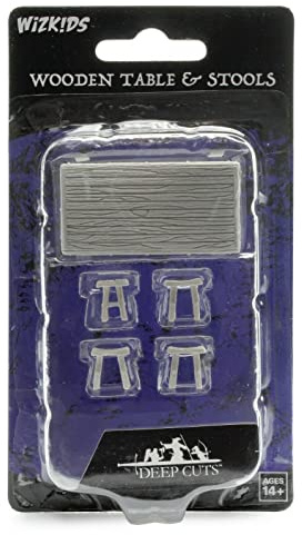 Wizkids Wooden Table & Stools WizKids Deep Cuts Unpainted Miniatures