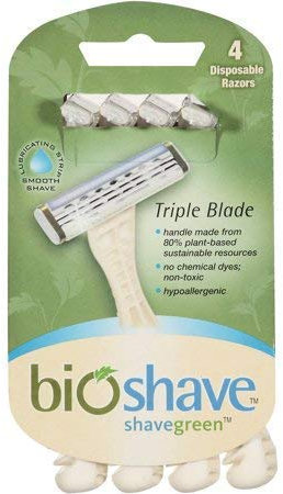 Bioshave Drei-Blatt-Rasierer - 24 Stück, Biodegradable Griff, Einwegrasierer
