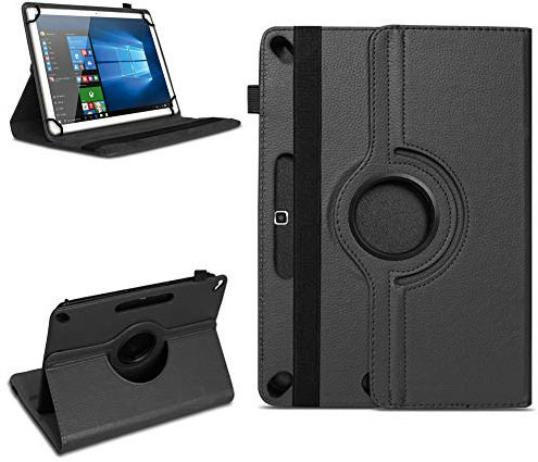NAUC Schutzhülle kompatibel mit Acer Iconia One 10 B3-A50 Tablet Hülle Kunstleder Hülle 10.1 Zoll Schutz Tasche Standfunktion 360° Drehbar Universal Case, Farben:Schwarz