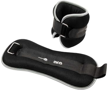 Fitness Mad Paire de Poids pour Poignet/Cheville – (2 x 2 kg) 4 kg Unisexe, Noir/Gris, 2 x 2Kg