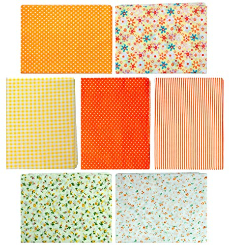 Faden & Nadel Stoffset: 7 Patchwork Stoffe, 100% Baumwolle, 50 x 50 cm, Farbe: orange