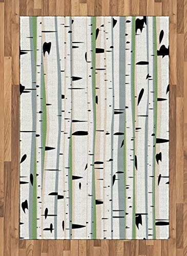 ABAKUHAUS Baum Teppich, Stämme des Birken-Musters, Deko-Teppich Digitaldruck, Färben mit langfristigen Halt, 120 x 180 cm, Mehrfarbig