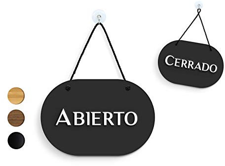 SIGNS | óvalo con Estilo - Abierto/Cerrado - Cartel doble cara [OC38] - Placa de la puerta colgante de doble cara - Letrero de la tienda comercial reversible