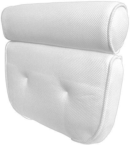 HAC24 Badewannenkissen Nackenkissen Weiß Wannenkissen Kopfkissen Polyester Badekissen Kopfstütze Badewannen Kissen