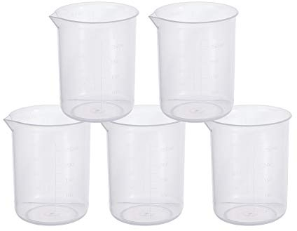 Othmro 5Unidades Vaso Medidor Plastico, Medidor Cocina, Capacidad 250ml, Jarra Medidora Plastico, Vasos Medidores de Laboratori, Tazas de Medir sin Asas para Cocina y Proyecto de Bricolaje
