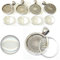 Perlin 6 Set Medaillons Metall Anhänger Fassungen und 20mm Rund Klar Glas Cabochon, Fassung Rahmen Super Optik Bastelset (Silber)
