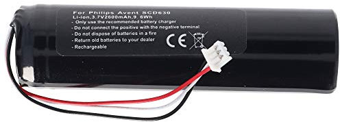 Batterie Li-ion compatible avec Philips Avent SCD630, 3,7 V, 2600 mAh, 9,6 Wh