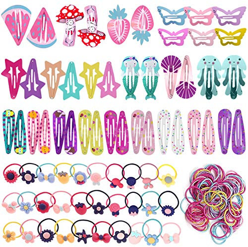 172pcs Accesoris Pelo para Niña, 42pcs Clips Pelo Bebe y 130pcs Gomas Pelo, Pinzas de Pelo Horquillas para Niña Bebe Infantiles