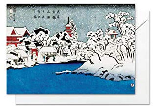 Weihnachtskarte – Japanische Ukiyo-e Kunstkarte mit Umschlag (Asakusa Schnee)