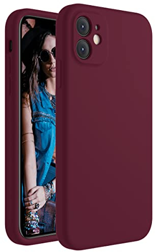 Cordking Entworfen für iPhone 11 Hülle, Silikon [Gerade Kanten] & [Kameraschutz] Verbesserte Handyhülle mit weichem, kratzfestem Mikrofaserfutter, 6,1 Zoll, Pflaume