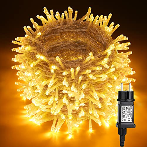 BrizLabs Weihnachten Lichterkette Outdoor, 80M 800 LED Warmweiß Weihnachtsdeko Lichterkette Außen Strombetrieben 8 Modi Wasserdicht Beleuchtung für Innen Schlafzimmer Tannenbaum Fenster Balkon Party