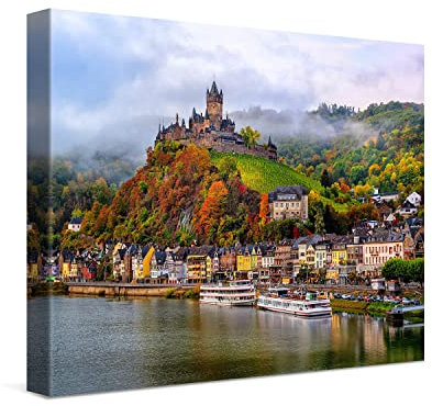 PICANOVA – Premium Leinwanddruck – Leinwandbild Reichsburg Cochem Mosel 40x30cm – Kunstdruck Auf 2cm Holz-Keilrahmen Für Schlaf- Und Wohnzimmer – Kollektion Deutschland