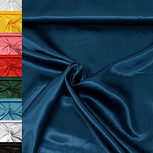 MAGAM-Stoffe 1m Estelle Satin Stoff uni ideal für Kleidung und Deko Meterware (15. Dunkel Petrol)