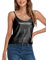 VIDUSSA Damen Funkelnde Tops Ärmellose Camisole Tank Tops Pailletten V-Ausschnitt Oberteile Shirt Blusen Schwarz M