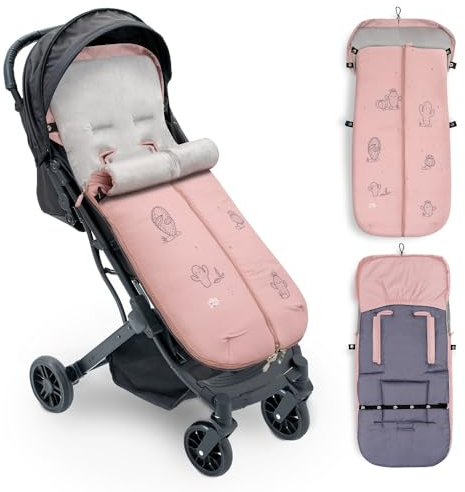 INTERBABY Universal Fußsack Kinderwagen Winter | Weiche, Warme, Wintersack Kinderwagen | Abnehmbare fußsack, Doppelte Öffnung, Leicht zu Waschen, Antiallergene Materialien, Rosa Kaktus