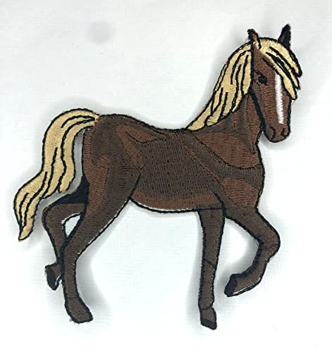Cute Horse Brown Badge Clothing Jacket Shirt Iron on Sew on Embroidered Patch