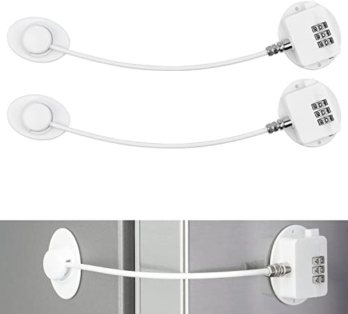 Cerradura adhesiva con cerradura de combinación, paquete de 2, en blanco, cerradura adhesiva con llave para frigorífico, armario, puerta, ventana, cerradura de combinación cerradura para niños