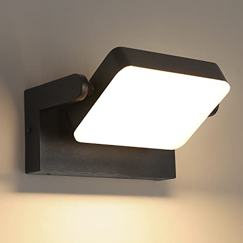 Comely LED Wandleuchte, Wandleuchten Außen 20W 2000LM, IP54 Wandleuchte mit Schwenkbar LED Panel, Schwarz 3000K Warmweiß, Wandleuchte für Garten Balkon Hof Flur