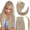Fshine Zopf Echthaar Extension Ponytail Aschbraun Highligh Platinblond 30cm 70g Echthaar Pferdeschwanz Extensions Clip in Ponytail Haarteil Farbe 8P60