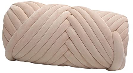 harayaa 1 Kg Dicker Samtgarn Arm Strickschlauch Riesengarn Zum Häkeln von Deckenüberwürfen, Beige