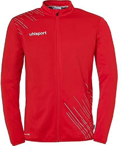 uhlsport Score 26 Classic Jacke Herren Sport Fußball Trainingsjacke Sweatshirt Jacke Sweatjacke - elastischer Ausgehanzug mit Reißverschluss-Taschen, Rot/Weiß