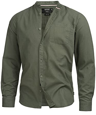 Indicode Herren INRaffi Langarmhemd aus Baumwoll-Leinenmix mit Brust-Tasche | Klassisches Herrenhemd aus 70% Baumwolle mit Brusttasche, Freizeithemd, Langarmhemd, Baumwollhemd, Casualhemd für Männer