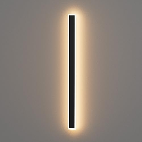 Klighten 35W LED Lange Wandleuchte Schwarz Aussen Innen, IP65 Wasserdicht Außenwandleuchte Modern 120cm Wandlampe, Warmweiß 3000K Eisen Außenlampe Außenleuchte Wand für Gärten Villa Terasse Korridor