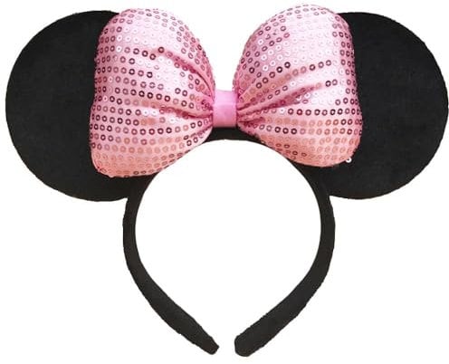 LEEMASING Light Up Mouse Deluxe Ear Headband Flashing Bow Polka Dot LED Party-Rave For Wedding Festival Holiday Christmas (Pink Sequin)